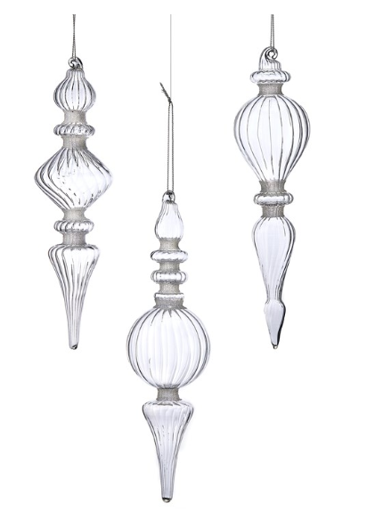 Clear Glass Finial Ornaments