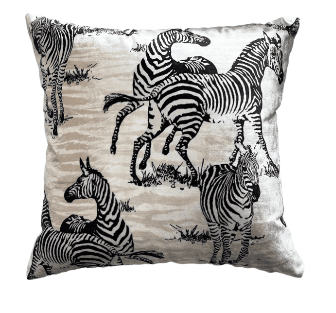 Amber ivory zebra print pillow