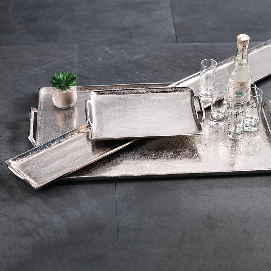 Rectangular Aluminum Tray - Dark Gold or Silver